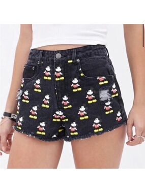 NWT Mickey Mouse Black Jean Shorts